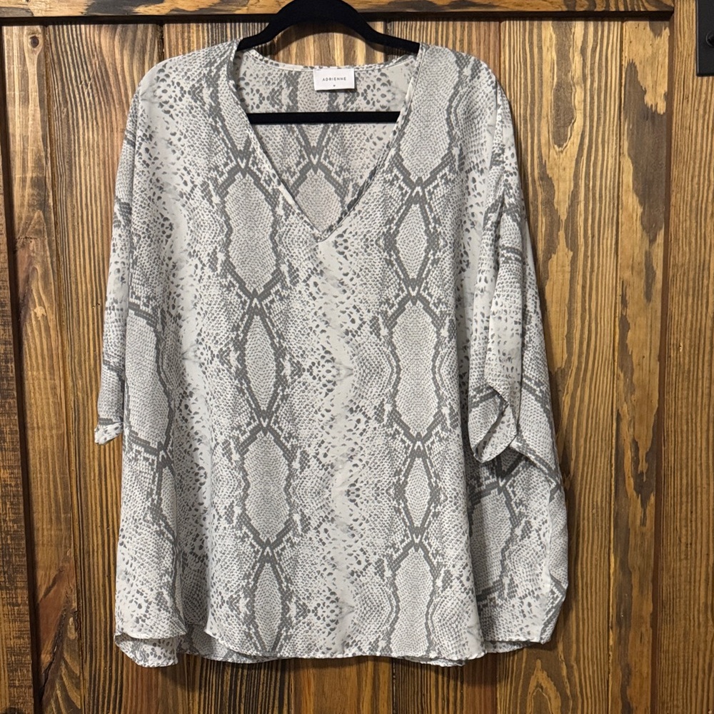 Adrienne Gray Snake-Print V-Neck Tunic